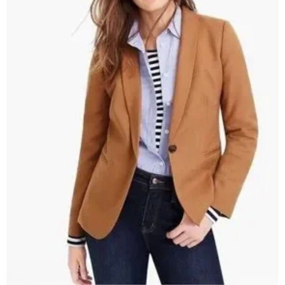 J. Crew Parke wool blazer one button jacket business academy Brown women's 10 - Picture 1 of 11